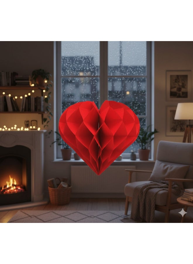 Toyland 30 CM Red Heart Hanging Decoration – Honeycomb Paper Heart for Valentine’s Day & Party Décor - Image 2